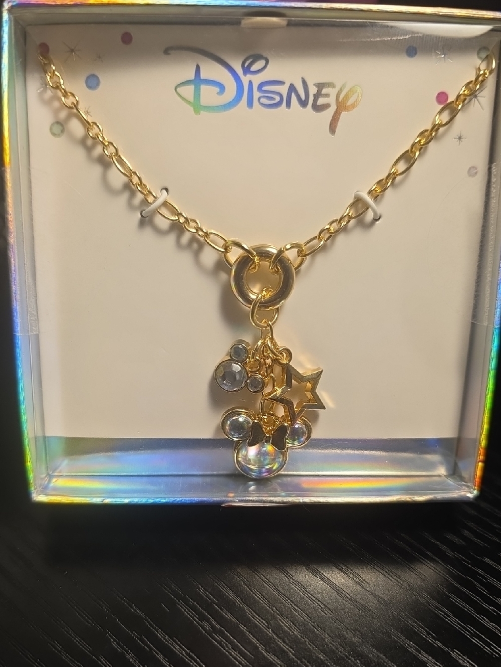 Disney Gold-tone Mickey Crystal & Star Charm Necklace